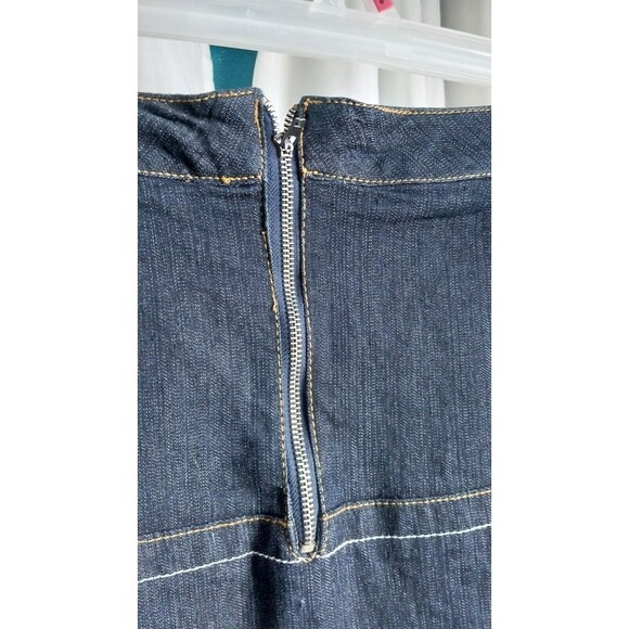 Dark Blue Denim Skirt Knee Length Flare Women's Size 16 Western Cowgirl Fall - Picture 2 of 9